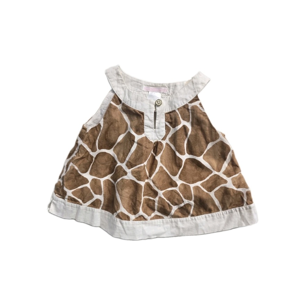 Janie And Jack Girls Top 12-18 Months Brown Giraffe Print